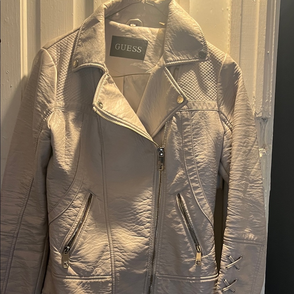Guess Women's Light Beige Leather Jacket